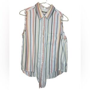 BeachLunchLounge Multicolour Striped Sleeveless Tie-Front Shirt